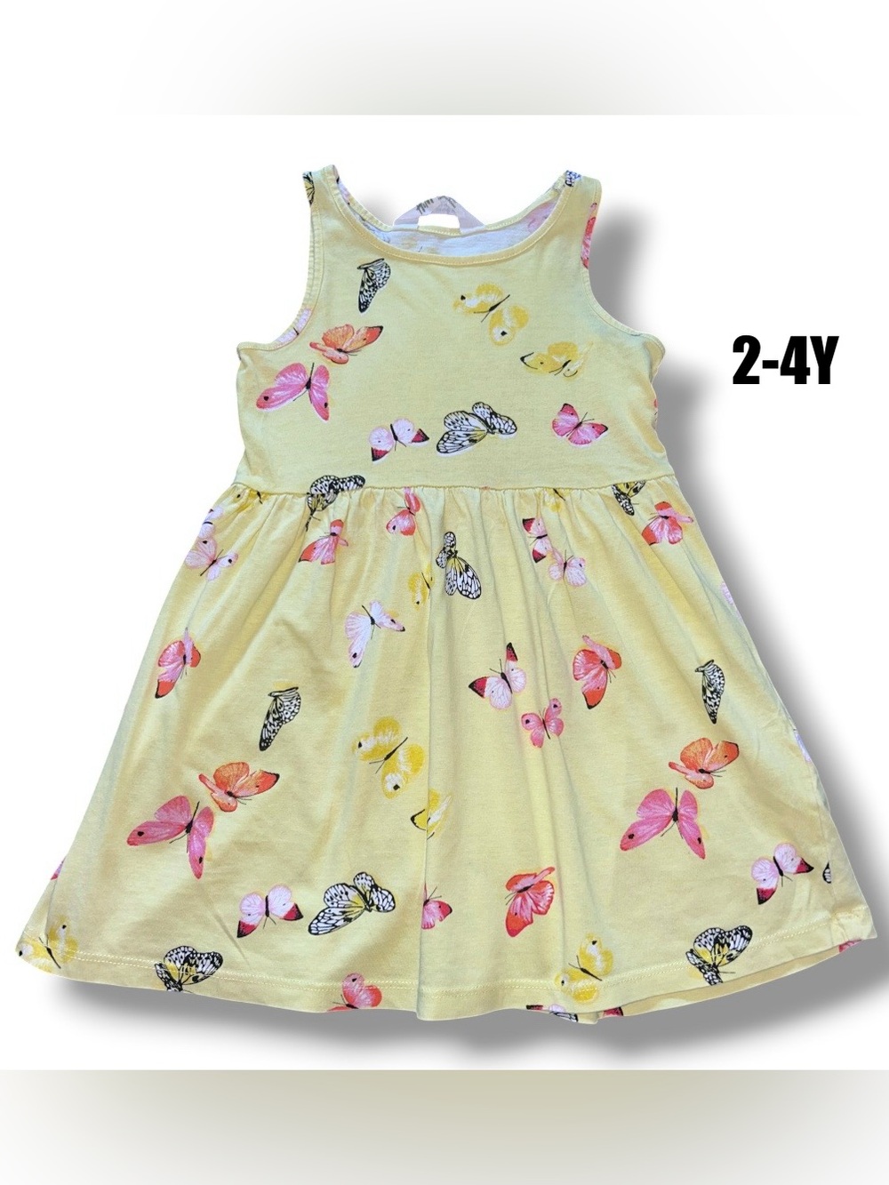 H&M Girls' Yellow Butterfly Print Dress size 2-4Y